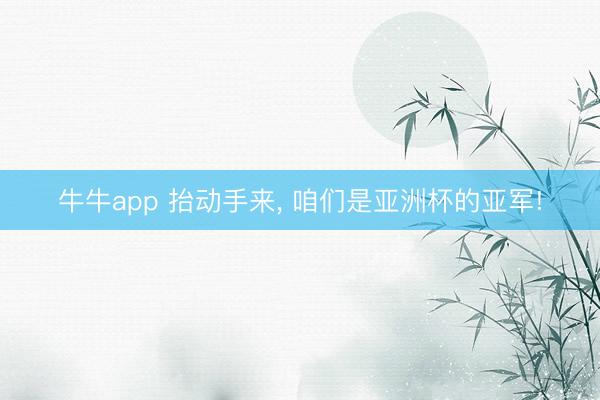 牛牛app 抬动手来, 咱们是亚洲杯的亚军!