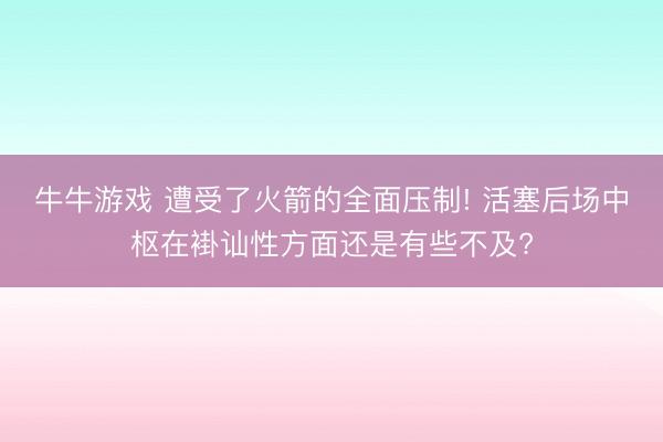 牛牛游戏 遭受了火箭的全面压制! 活塞后场中枢在褂讪性方面还是有些不及?
