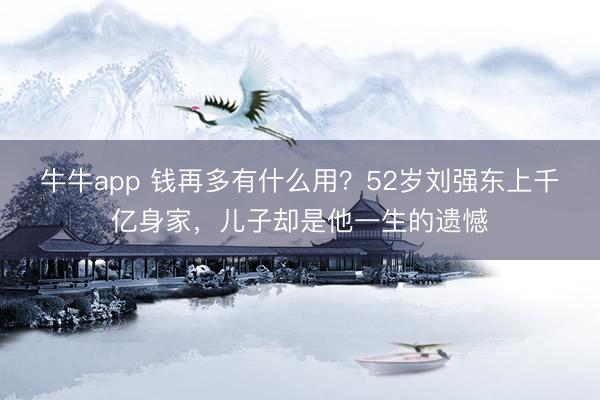 牛牛app 钱再多有什么用？52岁刘强东上千亿身家，儿子却是他一生的遗憾