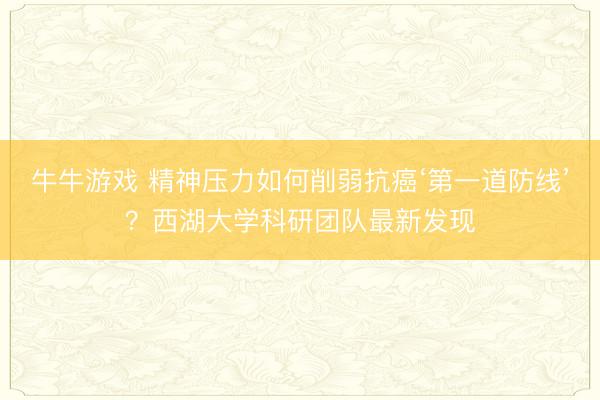 牛牛游戏 精神压力如何削弱抗癌‘第一道防线’？西湖大学科研团队最新发现