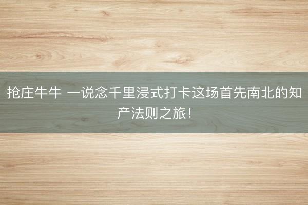 抢庄牛牛 一说念千里浸式打卡这场首先南北的知产法则之旅！