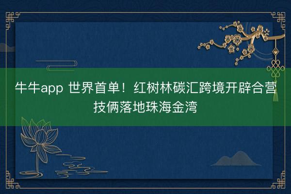 牛牛app 世界首单!红树林碳汇跨境开辟合营技俩落地珠海金湾
