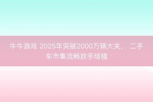 牛牛游戏 2025年突破2000万辆大关, 二手车市集流畅放手培植