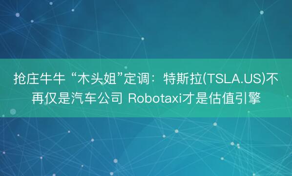 抢庄牛牛 “木头姐”定调:特斯拉(TSLA.US)不再仅是汽车公司 Robotaxi才是估值引擎