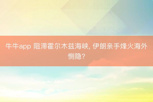 牛牛app 阻滞霍尔木兹海峡, 伊朗亲手烽火海外恻隐?