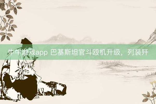 牛牛游戏app 巴基斯坦官斗殴机升级，列装歼