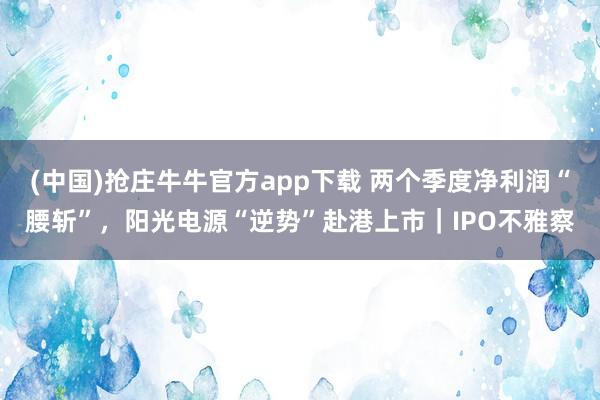 (中国)抢庄牛牛官方app下载 两个季度净利润“腰斩”,阳光电源“逆势”赴港上市|IPO不雅察