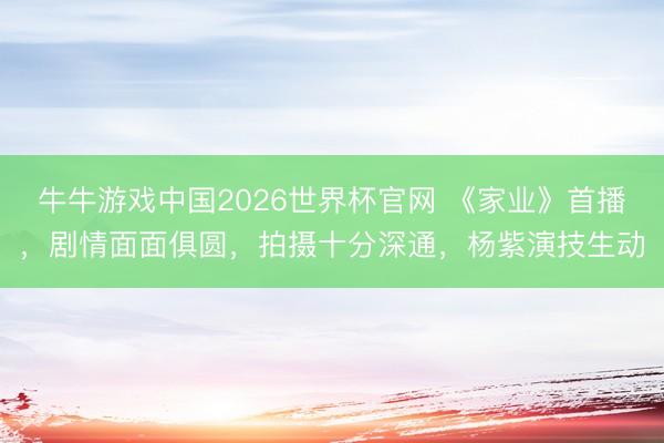 牛牛游戏中国2026世界杯官网 《家业》首播,剧情面面俱圆,拍摄十分深通,杨紫演技生动