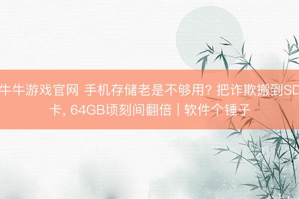 牛牛游戏官网 手机存储老是不够用? 把诈欺搬到SD卡， 64GB顷刻间翻倍 | 软件个锤子