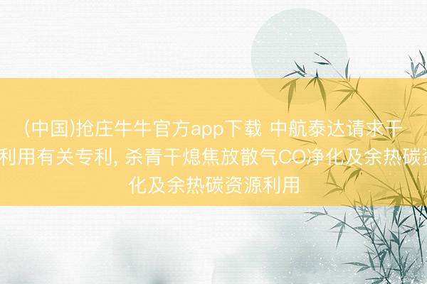 (中国)抢庄牛牛官方app下载 中航泰达请求干熄焦CO利用有关专利, 杀青干熄焦放散气CO净化及余热碳资源利用