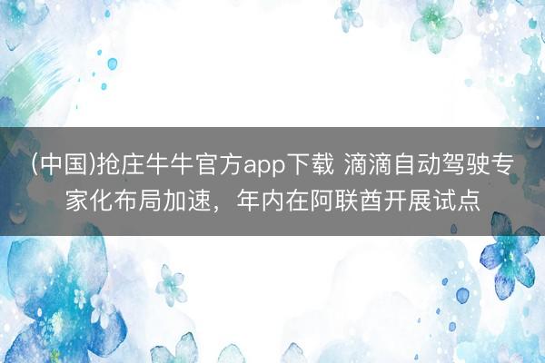 (中国)抢庄牛牛官方app下载 滴滴自动驾驶专家化布局加速，年内在阿联酋开展试点
